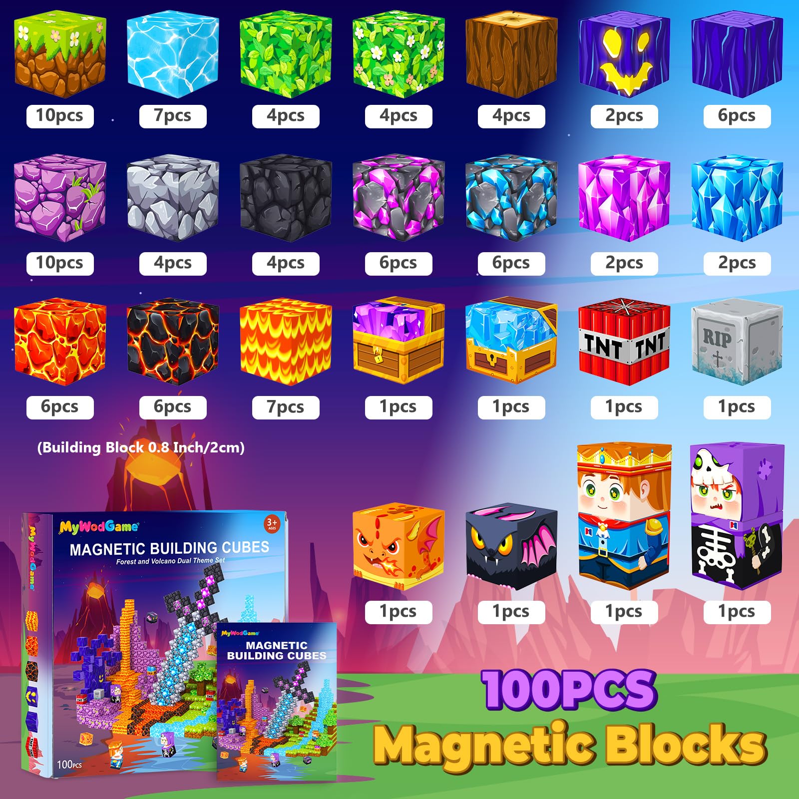 Amazon.com: MyWodGame Magnetic Blocks Building Toys for 3 4 5 6 7